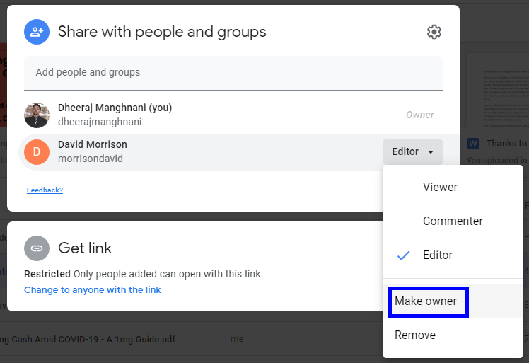 how to move files in google drive make owner