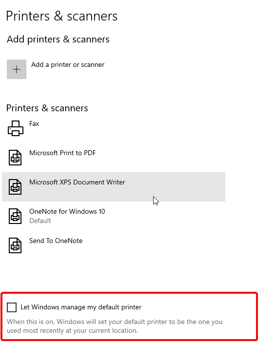 let windows manage, Connect Your Wireless Printer To Windows 10