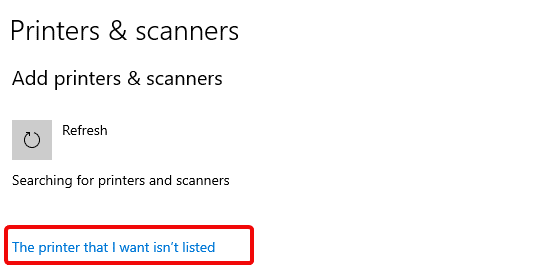 printer not listed, unable to add the printer