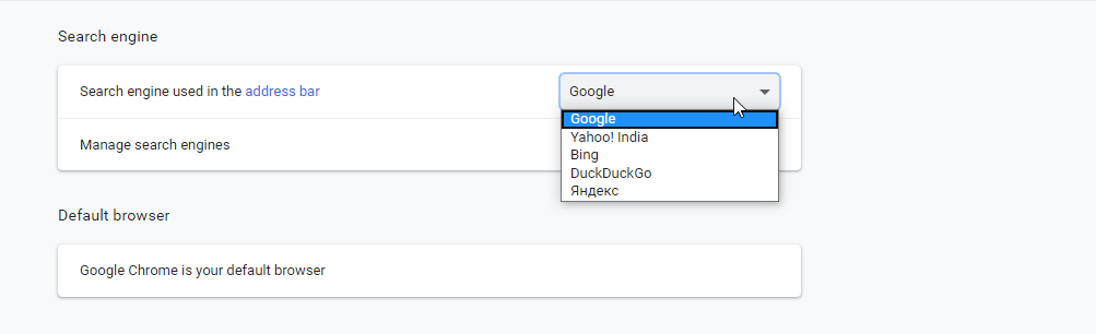 search engine used in address bar