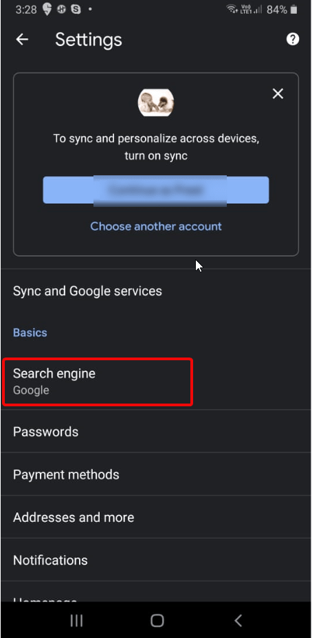 select search engine google