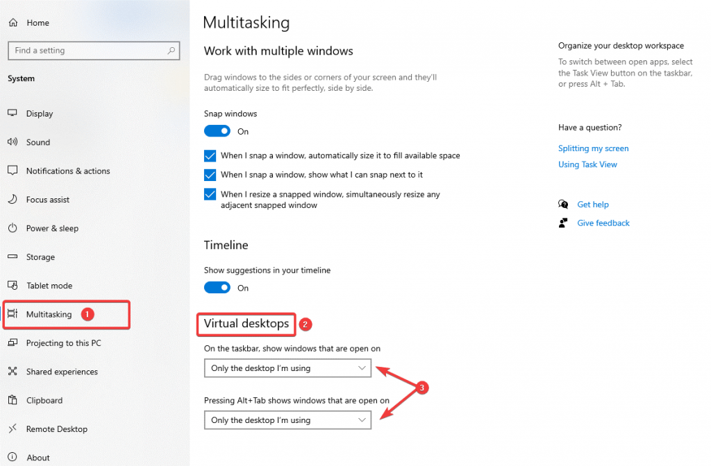 virtual desktop in multitasking