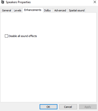 Disable All Enhancements property in windows 10, sound delay windows 10