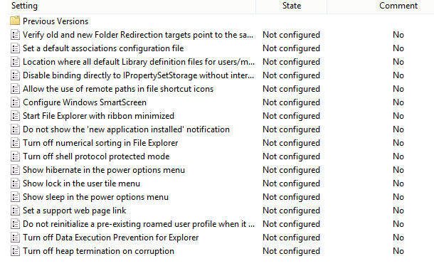 File Explorer, Settings In Local Group Policy Editor
