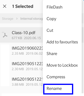 Hide Files And Folders In Android Rename files