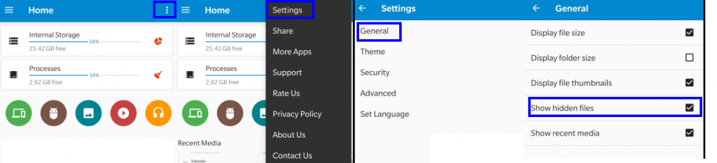 Hide Files And Folders In Android file explorer app