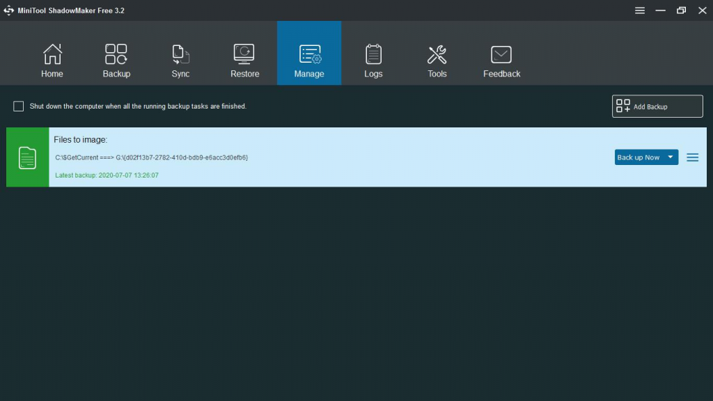 MiniTool Shadow Maker Review manage