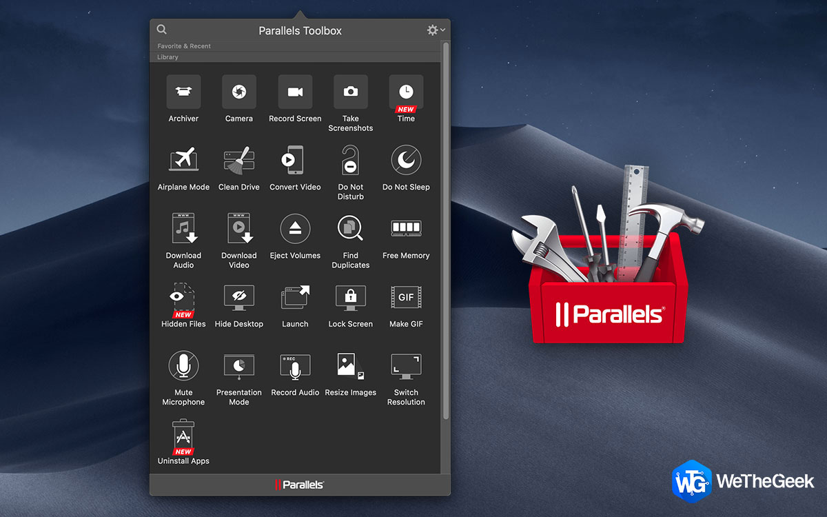 parallels toolbox free memory auto start