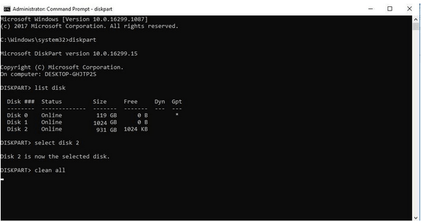 Wipe Disk with DiskPart Command
