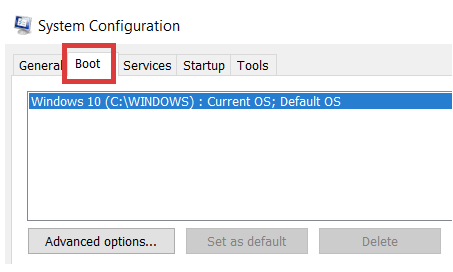 click on the Boot option