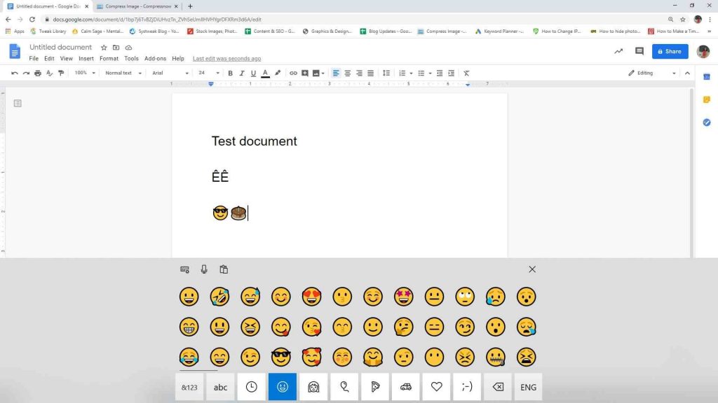 add the emoji from your keyboard on Windows