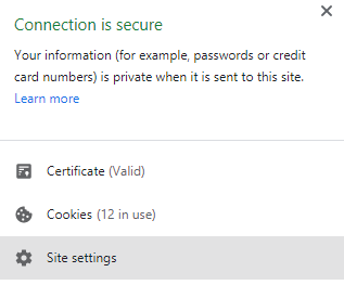 clear chrome cookies and cache Site Settings