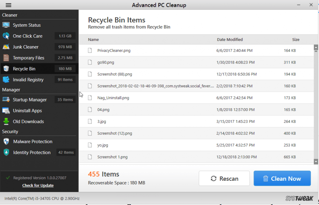 delete unwanted files in advanced pc cleanup