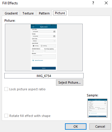 file effects Picture tab from the window