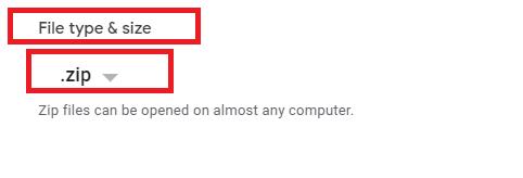 file size and type