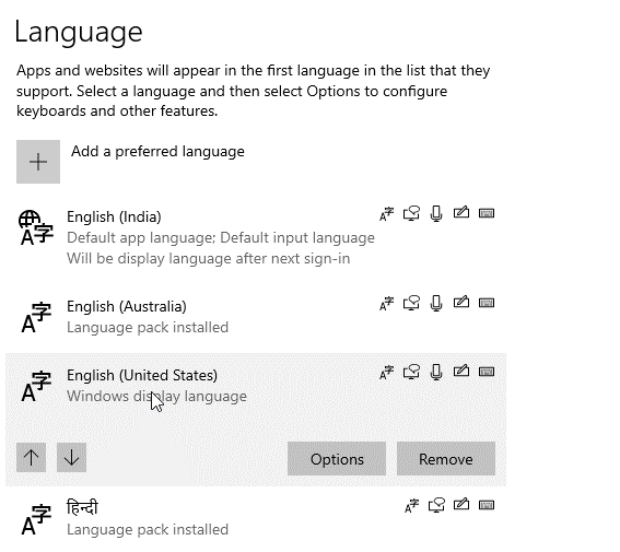 changing windows language