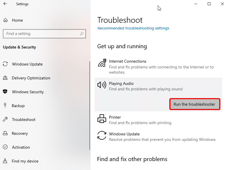 Windows audio service not running