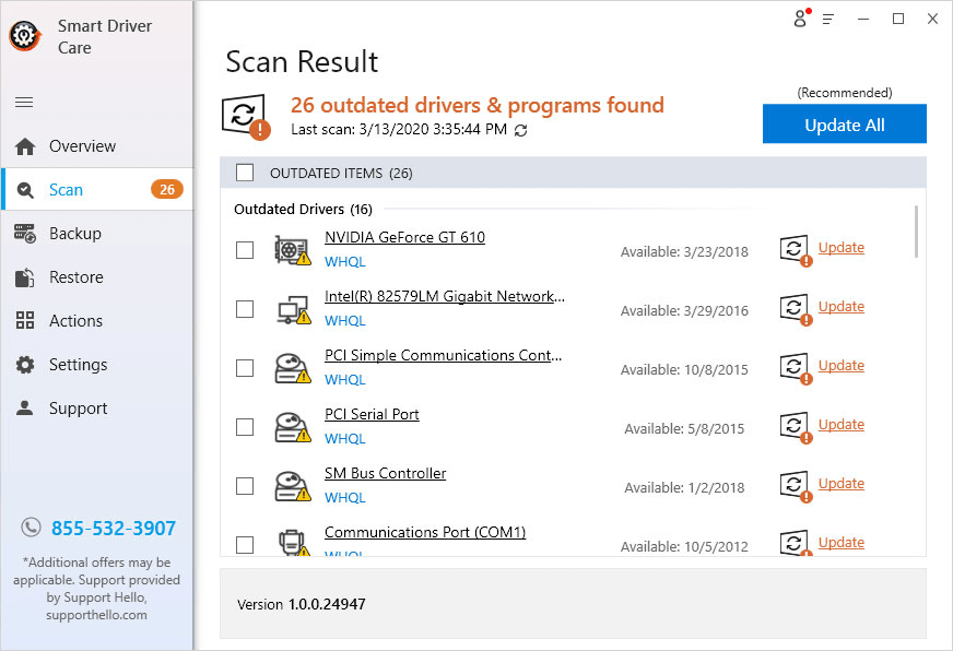 outdated driver and programs found in smart driver care