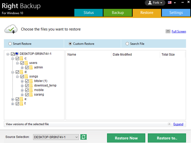 restore your backup