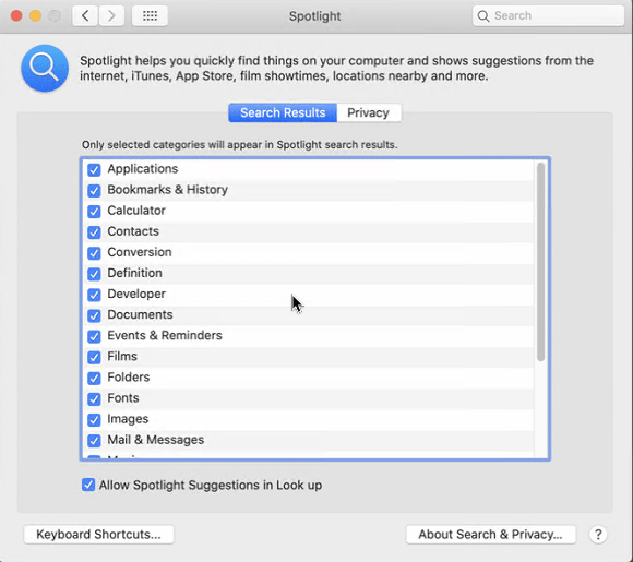 search in spotlight