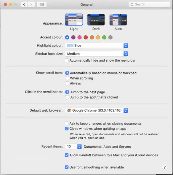 select theme in Appearance setting