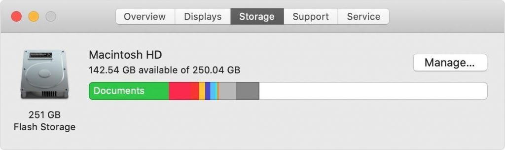 storage space on mac