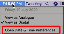 time preference in mac