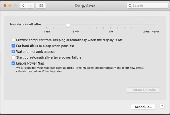 turn off display setting