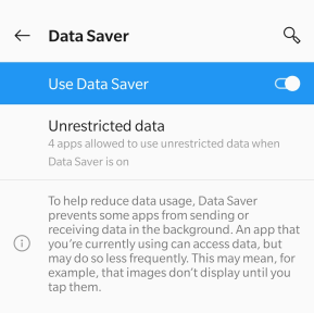 use data saver, block internet access android