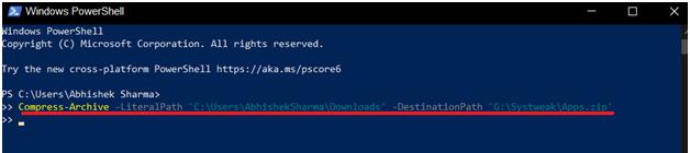 windows powershell compress archive