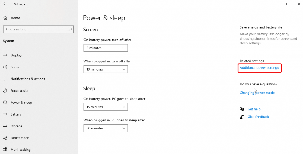 Additional Power Settings
