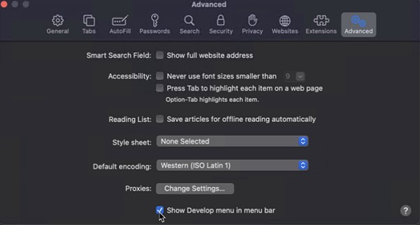 Advanced tab