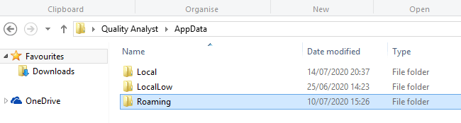 AppData in the address bar