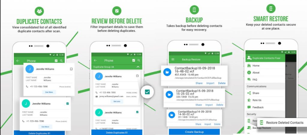 Features Of Duplicate Contacts Fixer, multiple contact
