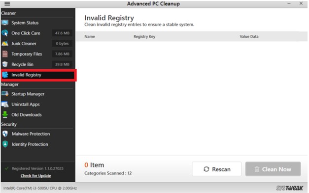 Invalid Registry