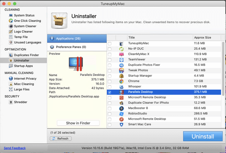 uninstall windows parallels on mac