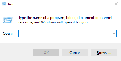 run dialog box