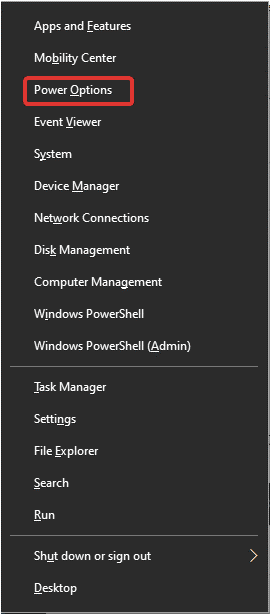 Press Windows + X