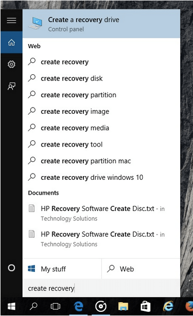 how to create recovery image windows 10