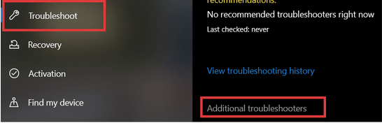 Additional Troubleshooter