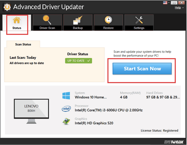 Scan for available driver updates