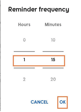 Frequency for the reminder
