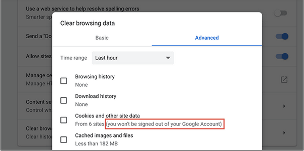 Delete Browser Cache and Cookies