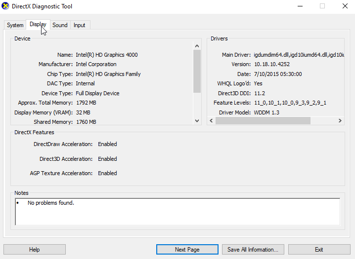 get information about the graphics card