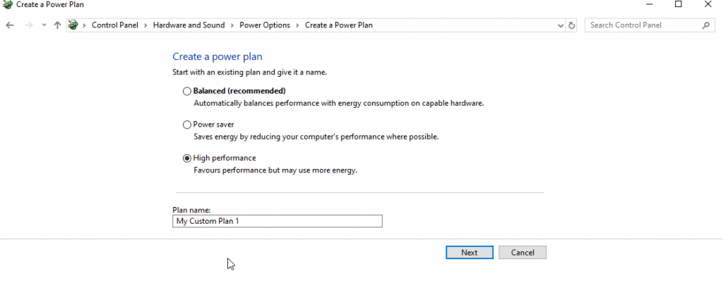 high performance in windows