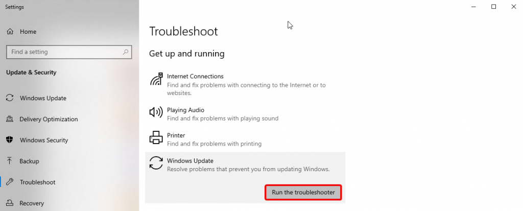 Run the troubleshooter