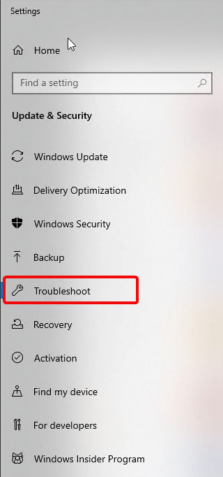 Troubleshoot from the left pane
