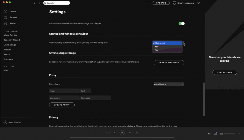 how to disable Spotify on startup