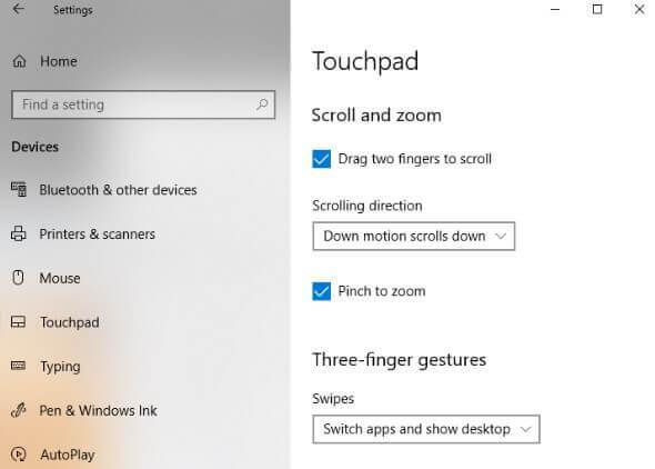 two fingers scroll not working windows 10