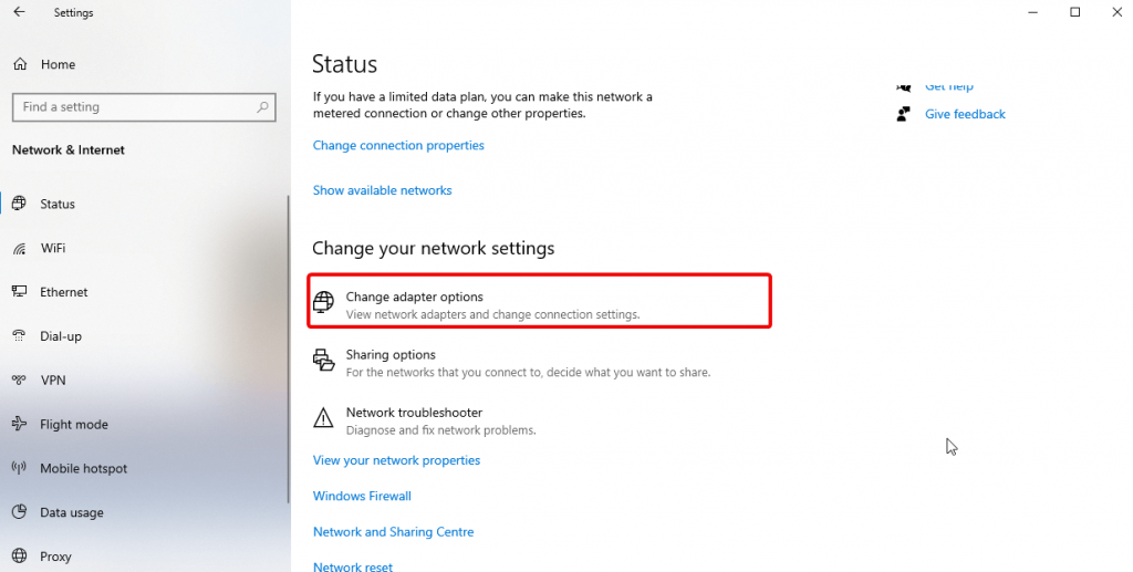 Change adapter options